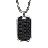 Stainless Steel Simulated Black Diamond Dog Tag on 22 2.5mm Stainless Steel Gun Metal Finish Rounded Box Link Chain